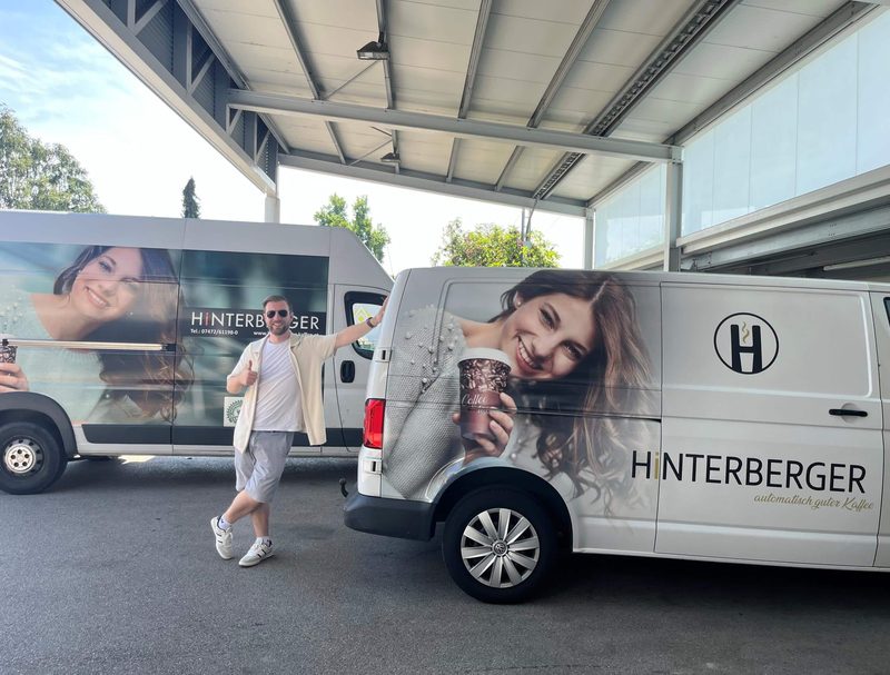 Hinterberger Kaffee service team and branded vehicles